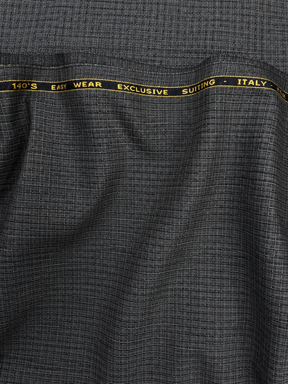 Italian Small Check Fabric/ Charcoal Gray Color