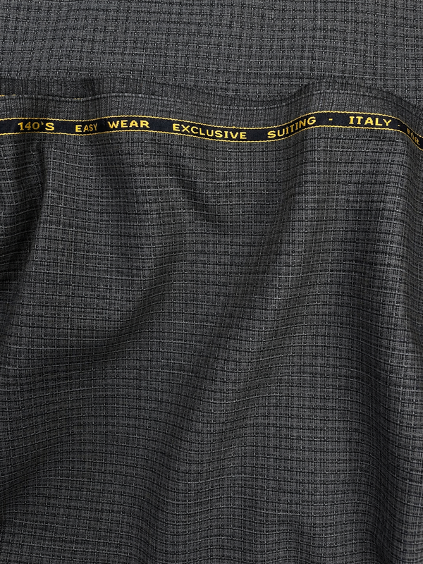 Italian Small Check Fabric/ Charcoal Gray Color