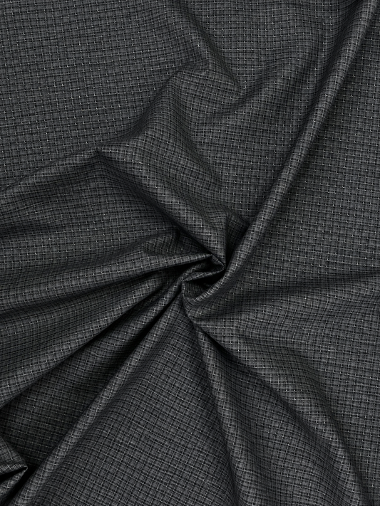 Italian Small Check Fabric/ Charcoal Gray Color